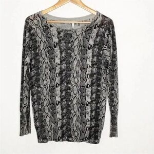 Joie Cienna Sweater in Python Crew Neck Pullover Size S Grey Wool Cashmere Blend